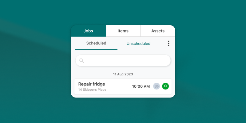 PropFit Places: Scheduled, Unscheduled, Completed Job Tabs